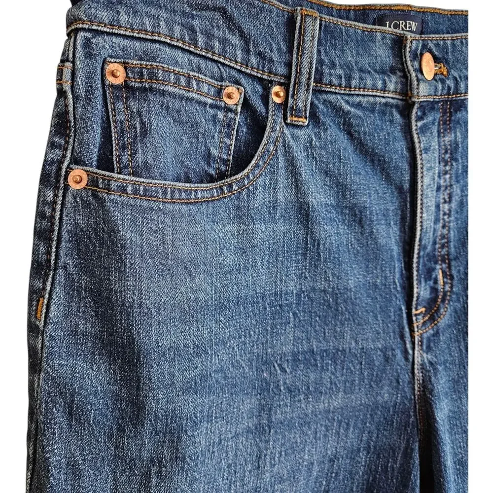 J CREW Women's 29 All Day Jeans Medium Blue Straight Wide Leg 99% Cotton 29 x 29